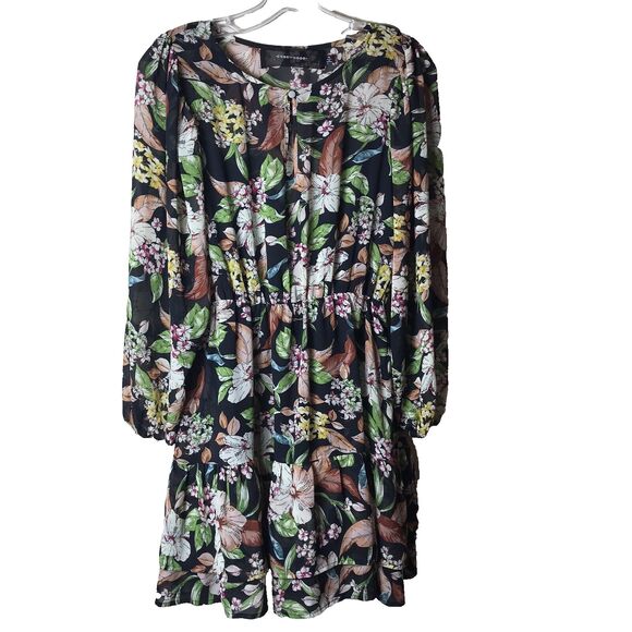 NWOT Code X Mode Woman's Multicolored Floral Sheer Dress With Pockets Size XS - Picture 1 of 11